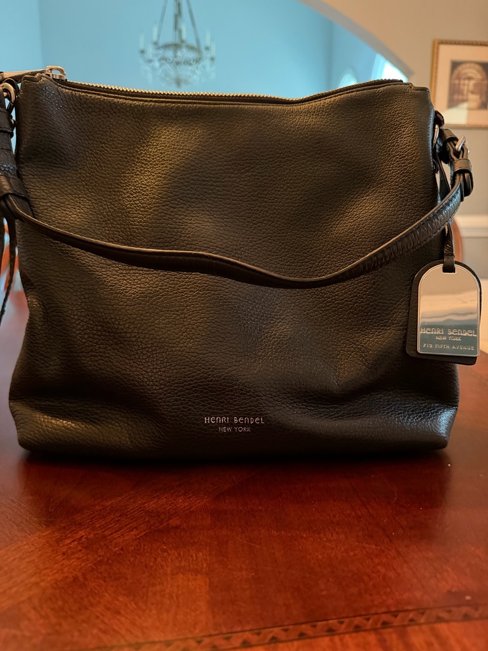 Henri Bendel Black Pebbled Leather Slouchy Hobo Crossbody/Shoulder Bag in EUC